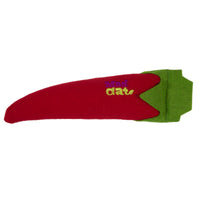 The Mad Cat Hot Peppurr Catnip Toy is a red chili pepper-shaped plush with a green top and small purple and yellow text. Infused with silvervine, its an exciting catnip alternative perfect for playful cats.