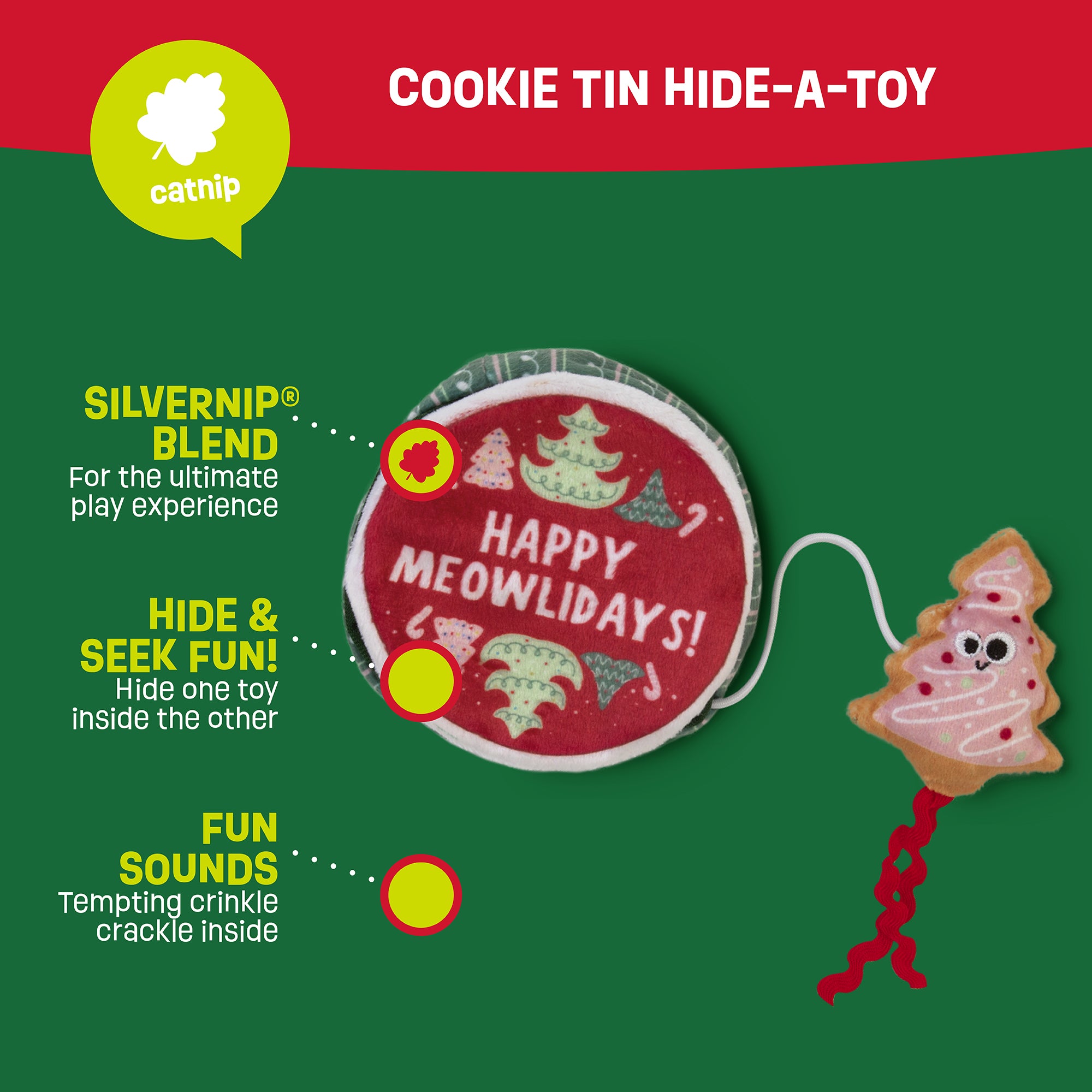 Mad Cat Holiday Cookie Tin Hide A Toy