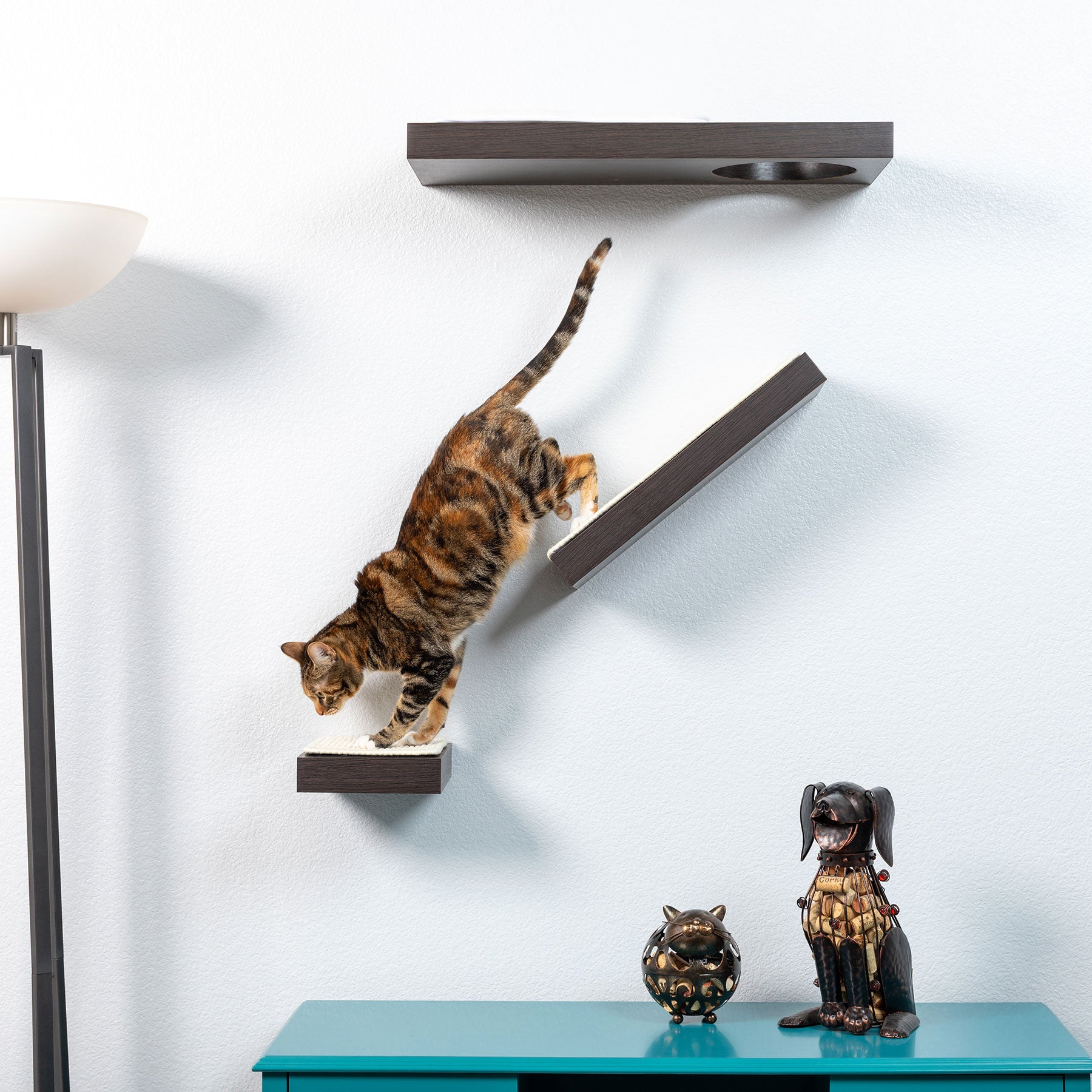 PetFusion Wall Activity Shelves for Cats Espresso Single 8 x 8