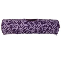 The Mad Cat Cozy Tunnel is a purple cat tunnel with floral patterns featuring dark purple leaf-like designs on lighter fabric, offering a cozy interior for play.