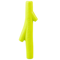 The Hyper Pet Hyper Chewz Stick Dog Toy by Hyperpet is a bright yellow, branch-shaped toy made from ultra-durable EVA foam. It has textured lines and an offshoot resembling a natural stick, ideal for power chewers seeking robust dog chew toys.