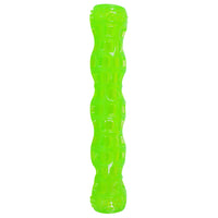 The Hyperpet Dura-Squeaks Stick Dog Toy is a bright green, elongated toy with a durable, textured surface and an engaging squeaker, perfect for endless playtime adventures with your furry friend.