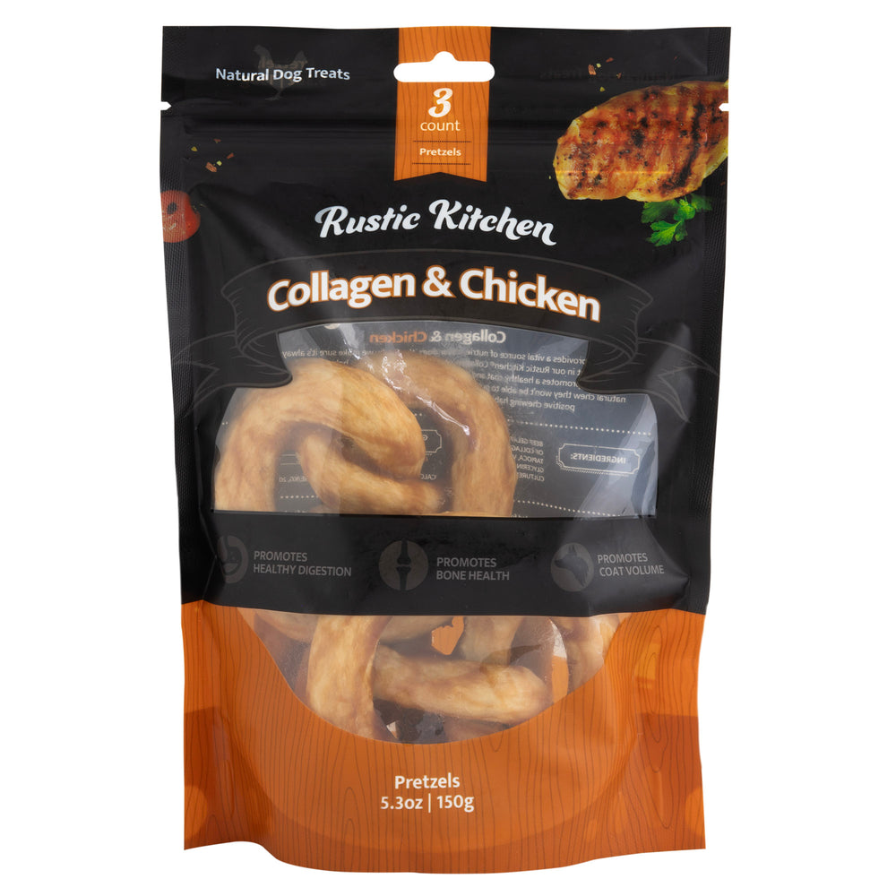 Rustic Kitchen Collagen Pretzel Dog Treats In The Flavor Collagen & Chicken