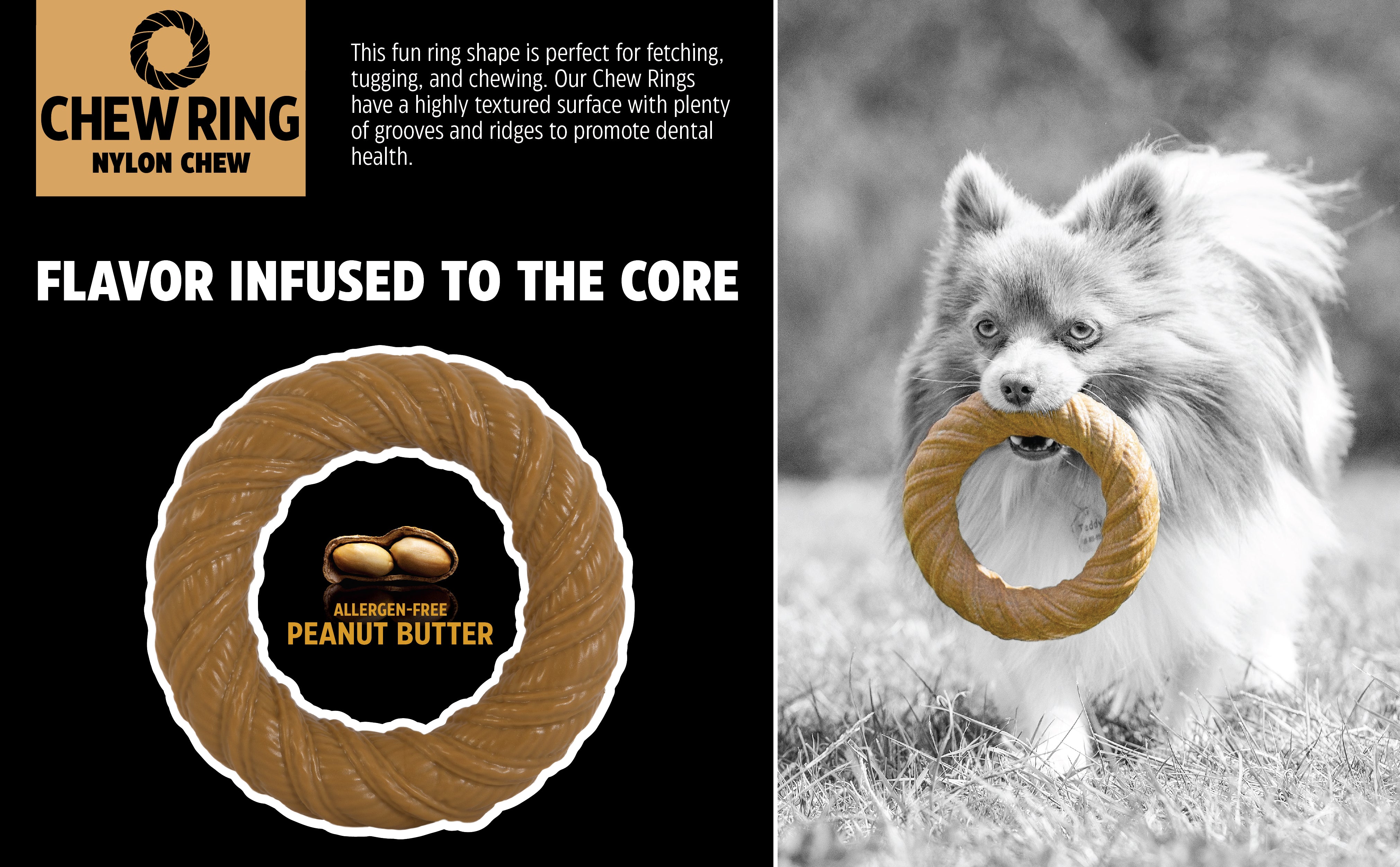 BarkBone Natural Instinct Peanut Butter Infused Nylon Chew Ring | Petmate