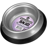 The Petmate Essential New Dog Bundle includes a silver pet bowl with a black non-slip base and purple heavyweight SKID STOP label. Its perfect for your Petmate Dog Lead and Ball Launcher set, ensuring stability at mealtime and making it an essential part of your dogs routine.